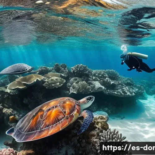 Home 29 도미니카 연방에서 스쿠버 다이빙 하기 - A vibrant underwater scene in Bayahíbe, Dominican Republic, featuring clear turquoise water with a d...